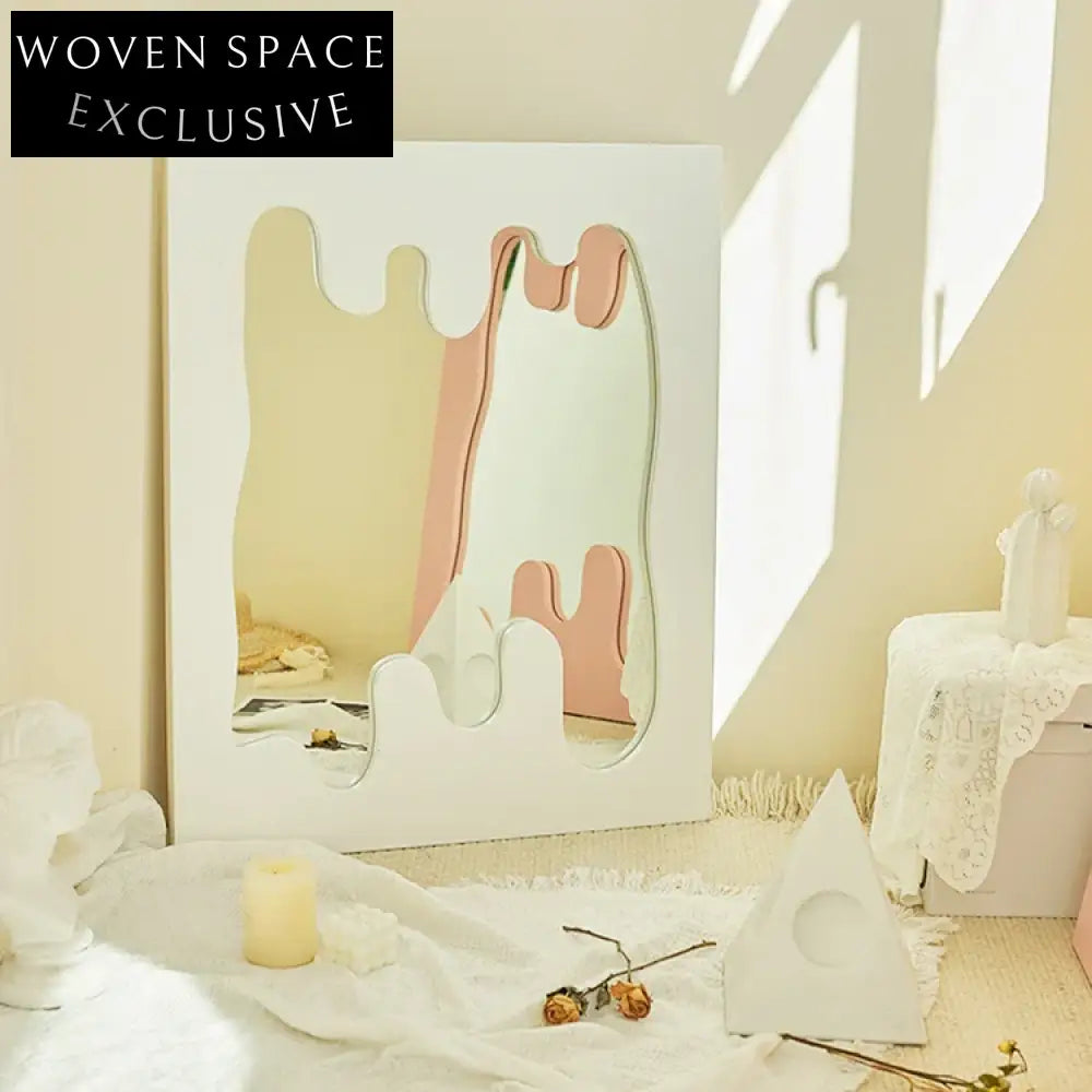 Elegant Nordic Wave Full Length Standing Mirror - Modern Wooden Frame Decor