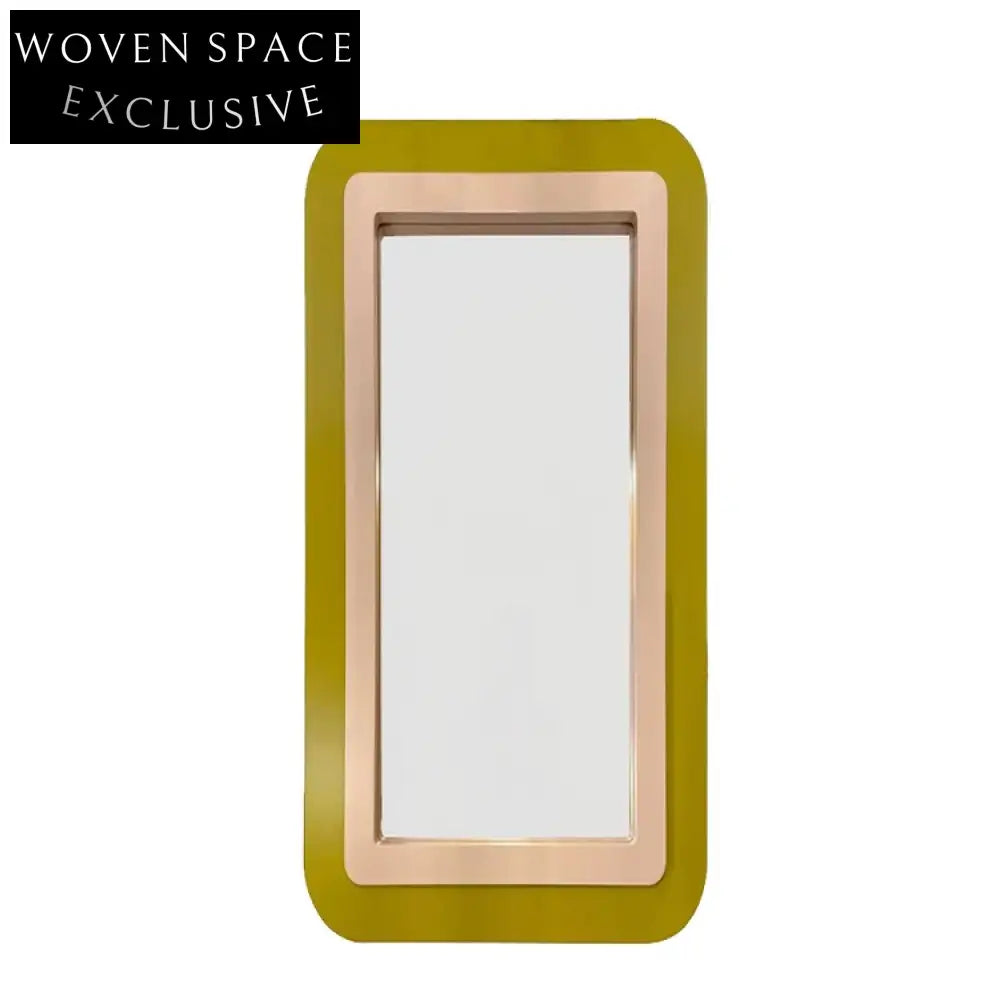 Elegant Nordic Wood Edge Full Length Floor Mirror with Durable Rectangle Round Corners