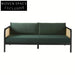 Elegant Oak Cane Back Velvet 3-Seater Sofa | Luxury Living Room Furniture