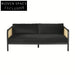 Elegant Oak Cane Back Velvet 3-Seater Sofa | Luxury Living Room Furniture