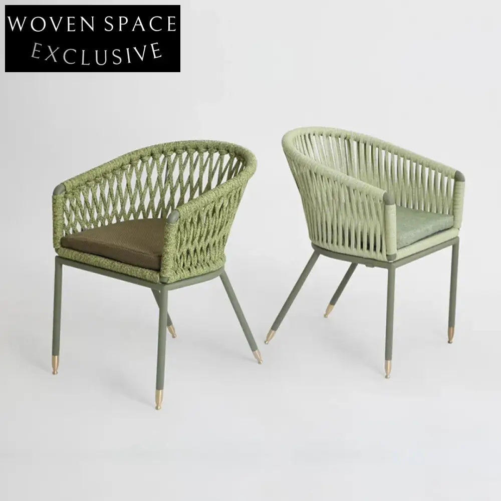 Elegant Outdoor Aluminum Rope Dining Chair for Patio, Garden, and Cafe