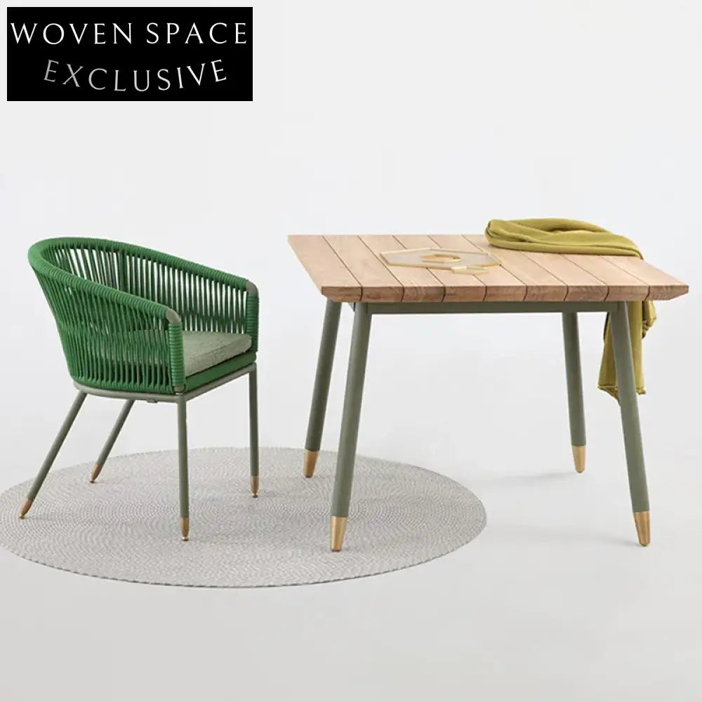 Elegant Outdoor Aluminum Rope Dining Chair for Patio, Garden, and Cafe