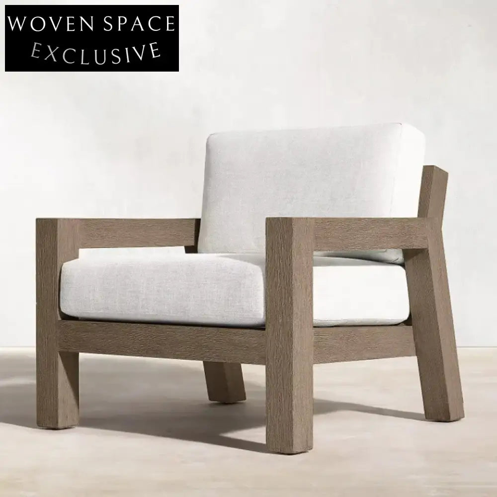 Elegant Outdoor Teak Aluminum Sectional Sofa with Soft Cushions, Patio Sofa