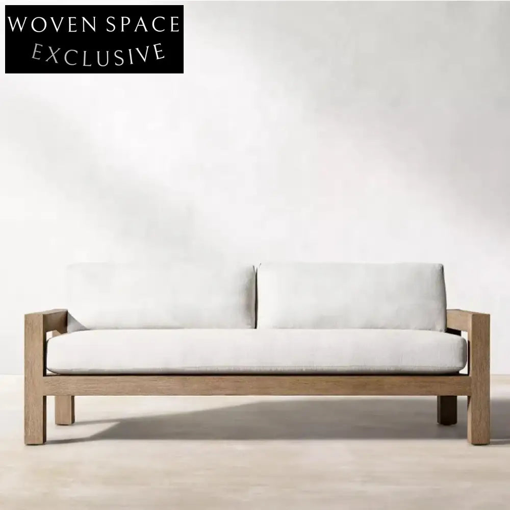 Elegant Outdoor Teak Aluminum Sectional Sofa with Soft Cushions, Patio Sofa