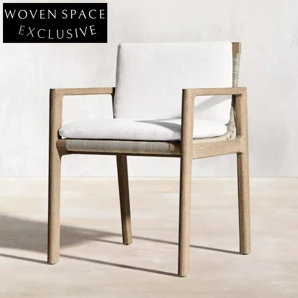 Elegant Outdoor Teak Dining Set with Rattan Chairs, Weather-Resistant Patio Table