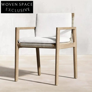 Elegant Outdoor Teak Dining Set with Rattan Chairs, Weather-Resistant Patio Table