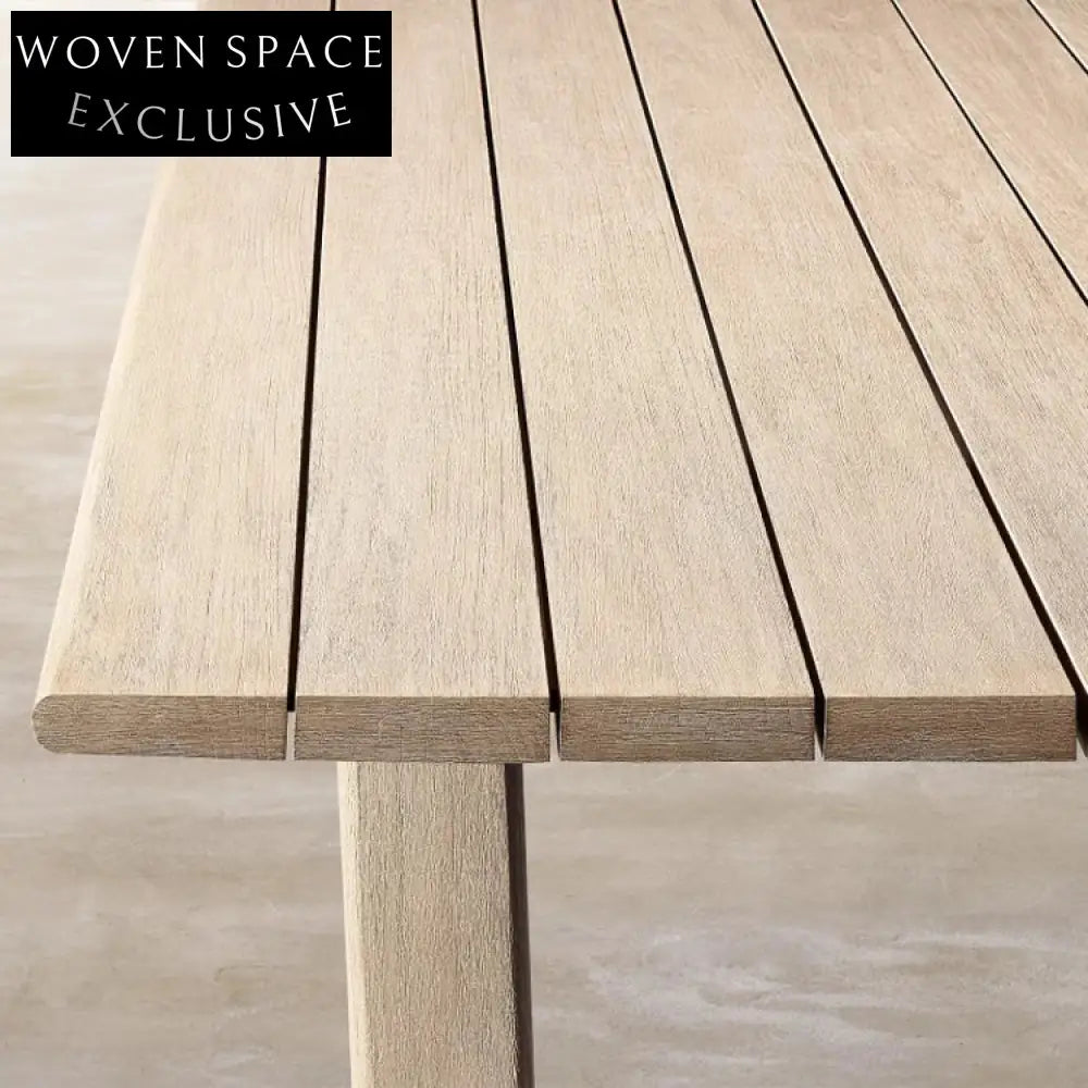 Elegant Outdoor Teak Dining Set with Rattan Chairs, Weather-Resistant Patio Table