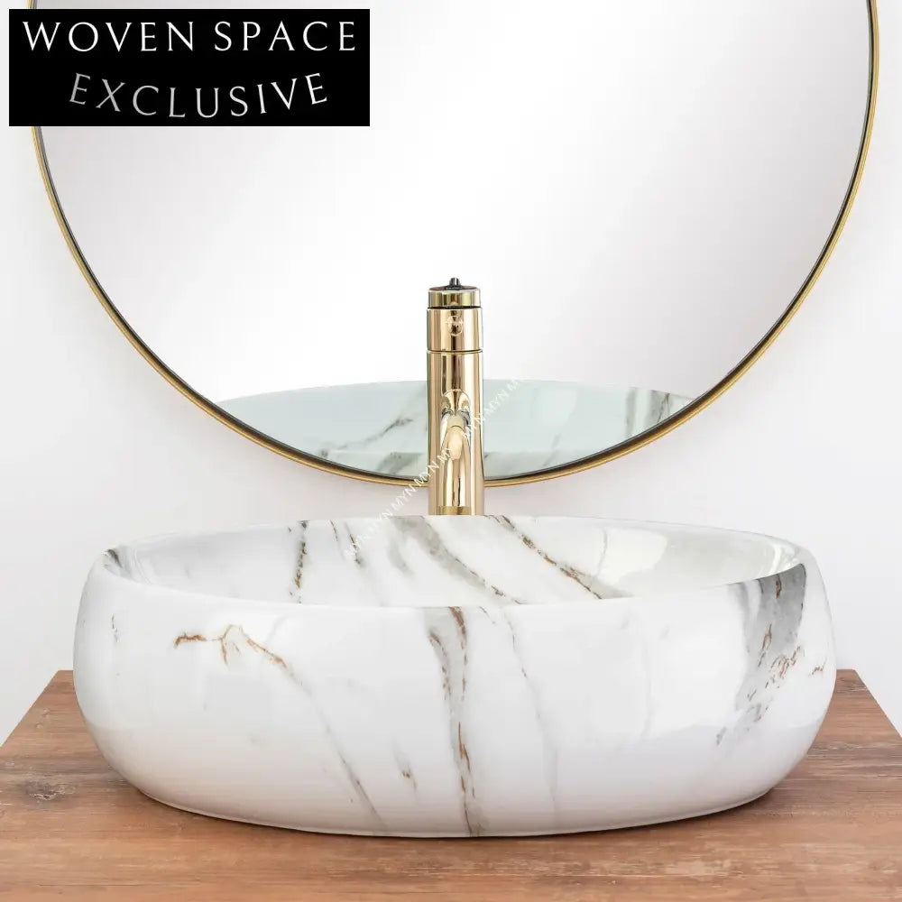 Elegant Oval Glossy Ceramic Countertop Wash Basin for Modern Bathrooms