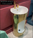 Elegant Oval Gold Marble Ceramic Hand Foot Washing Wudu Pedestal Sink