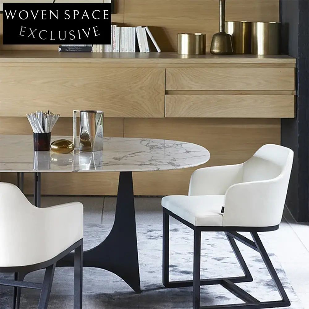 Elegant Oval Marble Top Stainless Steel Base Luxury 6-8 Seater Dining Table