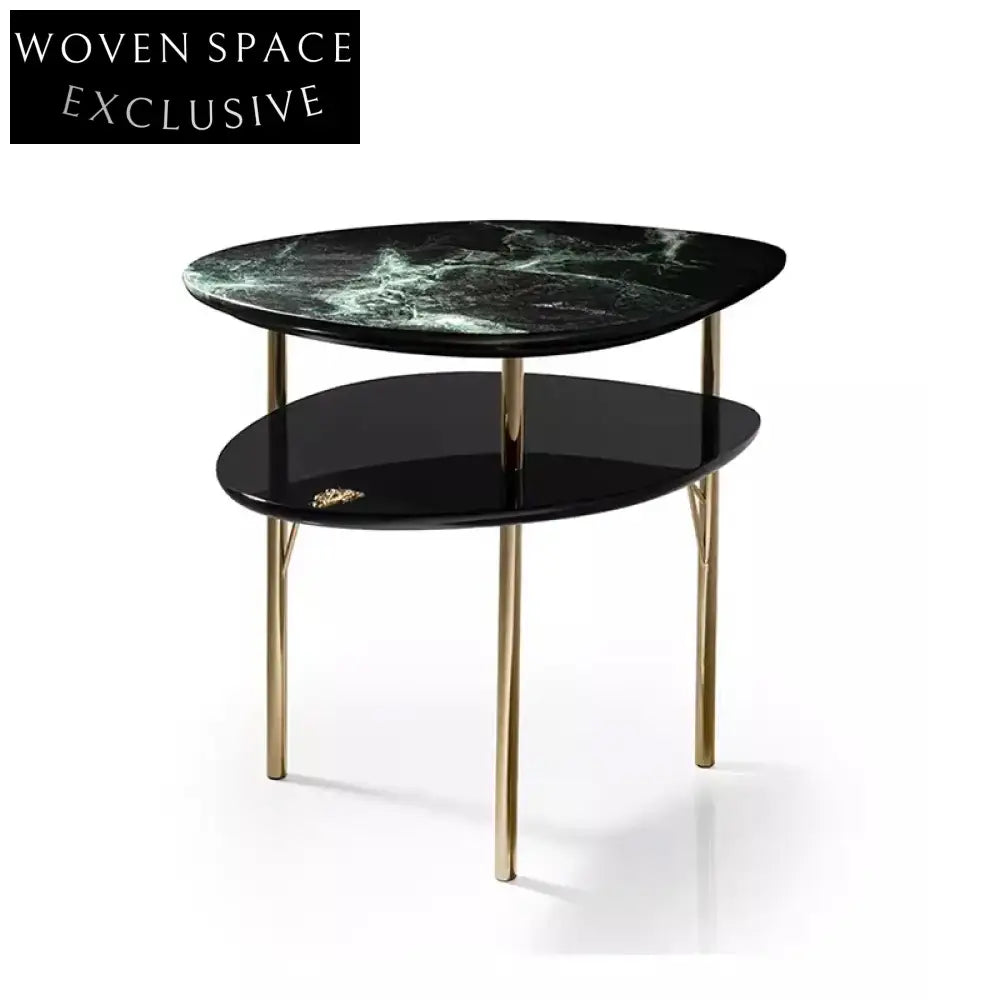 Elegant Oval Natural Marble Top Coffee Table Set, Modern Living Room Accent