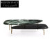 Elegant Oval Natural Marble Top Coffee Table Set, Modern Living Room Accent