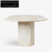 Elegant Oval Natural Marble Top Dining Table with White Column Base