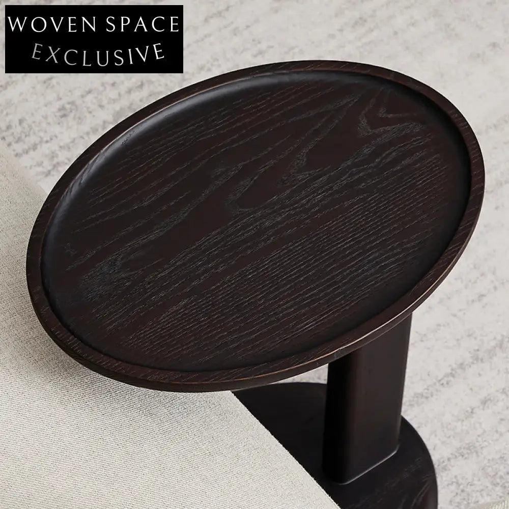 Elegant Oval Solid Ash Wood Coffee Table - Living Room Sofa Side Table