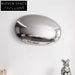 Elegant Oval Stainless Steel Silver Wall Art Mirror for Living Room Decor