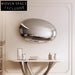 Elegant Oval Stainless Steel Silver Wall Art Mirror for Living Room Decor
