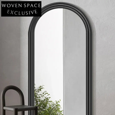 Elegant Oval Top Full Length Floor Mirror with Modern Wooden Edge