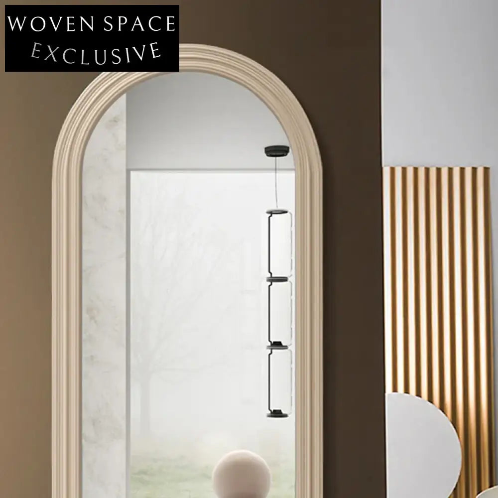 Elegant Oval Top Full Length Floor Mirror with Modern Wooden Edge