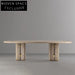Elegant Oval Travertine Dining Table Set with 8 Seats for Dining