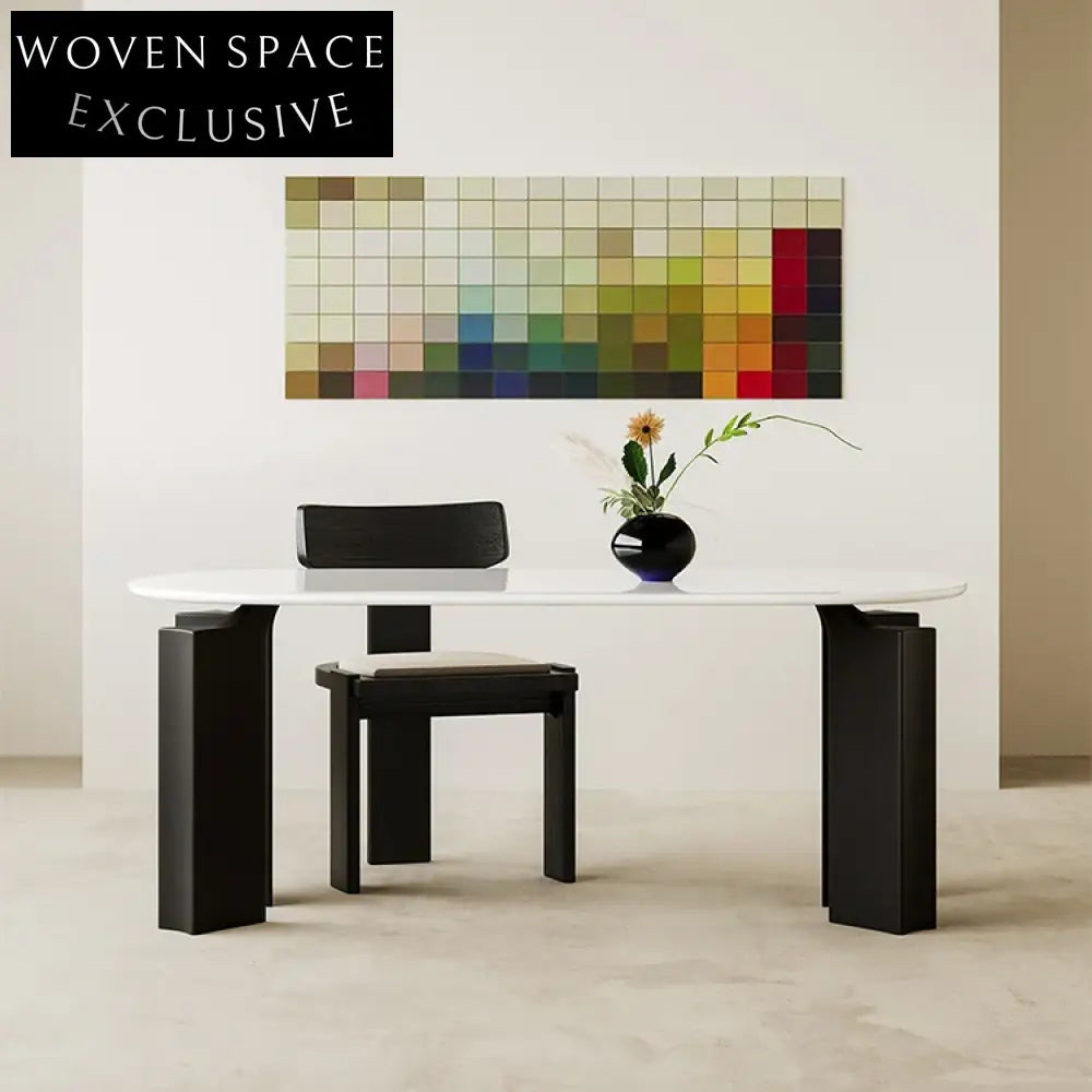 Elegant Oval White Solid Wood 4-Seat Modern Home Hotel Dining Table