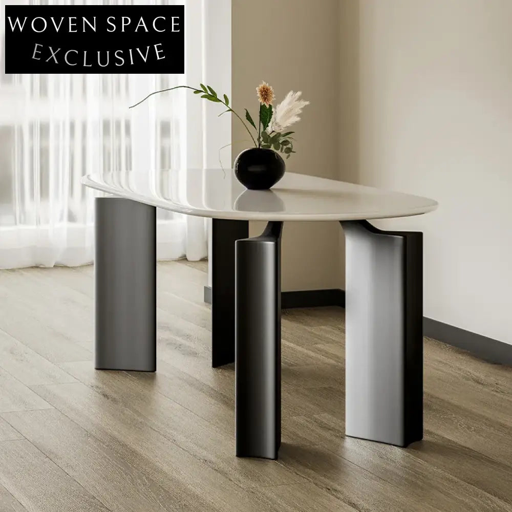 Elegant Oval White Solid Wood 4-Seat Modern Home Hotel Dining Table