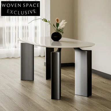 Elegant Oval White Solid Wood 4-Seat Modern Home Hotel Dining Table