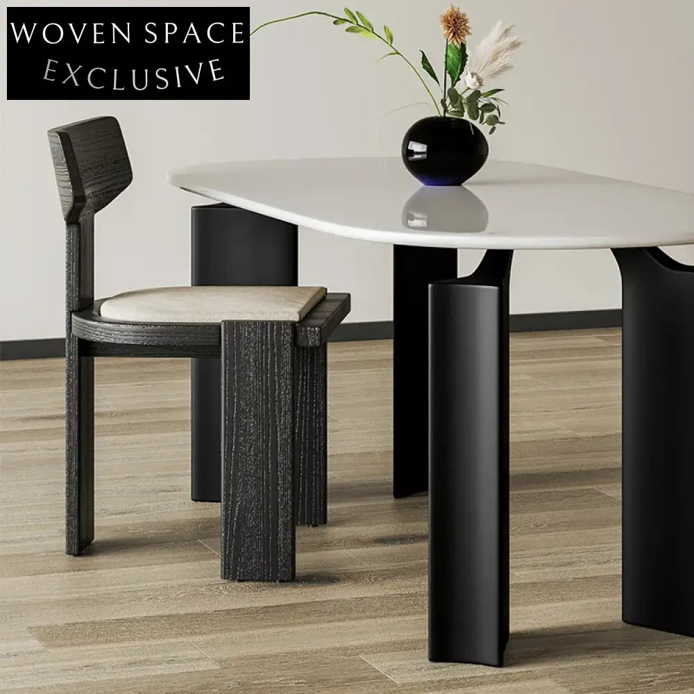 Elegant Oval White Solid Wood 4-Seat Modern Home Hotel Dining Table