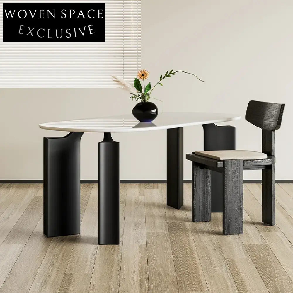 Elegant Oval White Solid Wood 4-Seat Modern Home Hotel Dining Table