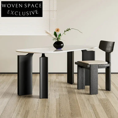 Elegant Oval White Solid Wood 4-Seat Modern Home Hotel Dining Table