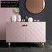 Elegant Pink Fish Scale Nordic Solid Wood Storage Cabinet for Living Room