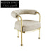 Elegant Pink Velvet Dining Chair with Gold Legs and Comfortable Armrests