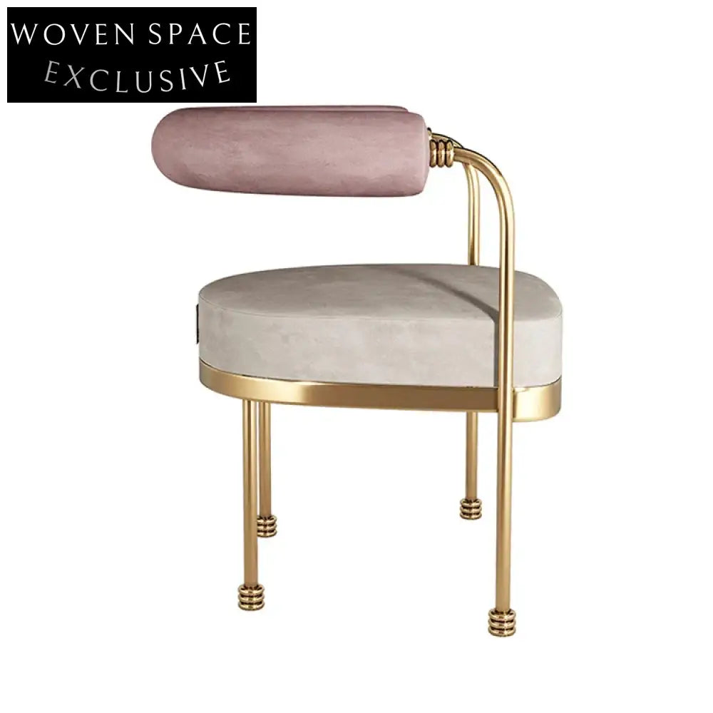 Elegant Pink Velvet Dining Chair with Gold Legs and Comfortable Armrests