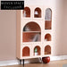 Elegant Pink Wood Glass Living Room Side Cabinet with Open Shelving Design