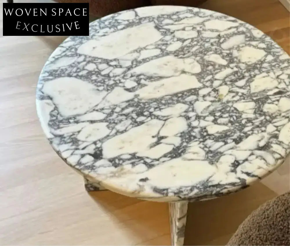 Elegant Round Marble Coffee Table with Calacatta Viola Stone Top