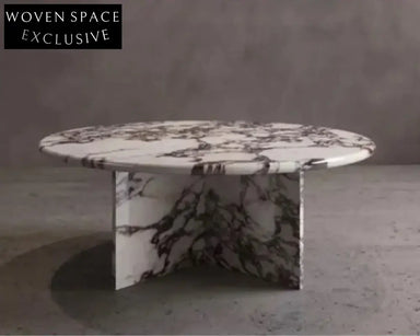 Elegant Round Marble Coffee Table with Calacatta Viola Stone Top