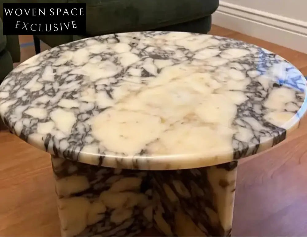 Elegant Round Marble Coffee Table with Calacatta Viola Stone Top