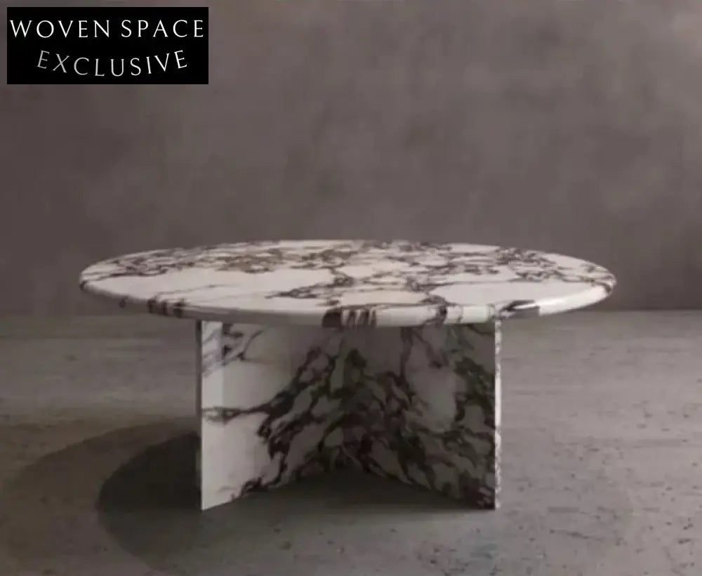 Elegant Round Marble Coffee Table with Calacatta Viola Stone Top