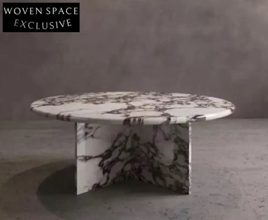 Elegant Round Marble Coffee Table with Calacatta Viola Stone Top
