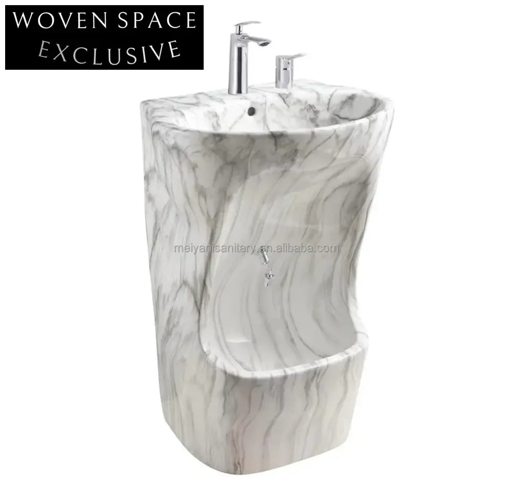 Elegant Porcelain Pedestal Wash Basin for Wudu Rituals Bathroom Sink