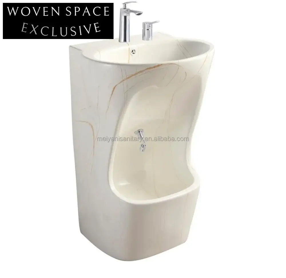 Elegant Porcelain Pedestal Wash Basin for Wudu Rituals Bathroom Sink