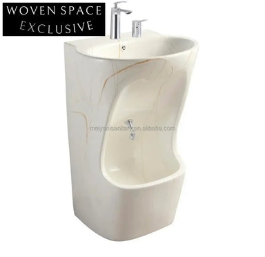 Elegant Porcelain Pedestal Wash Basin for Wudu Rituals Bathroom Sink