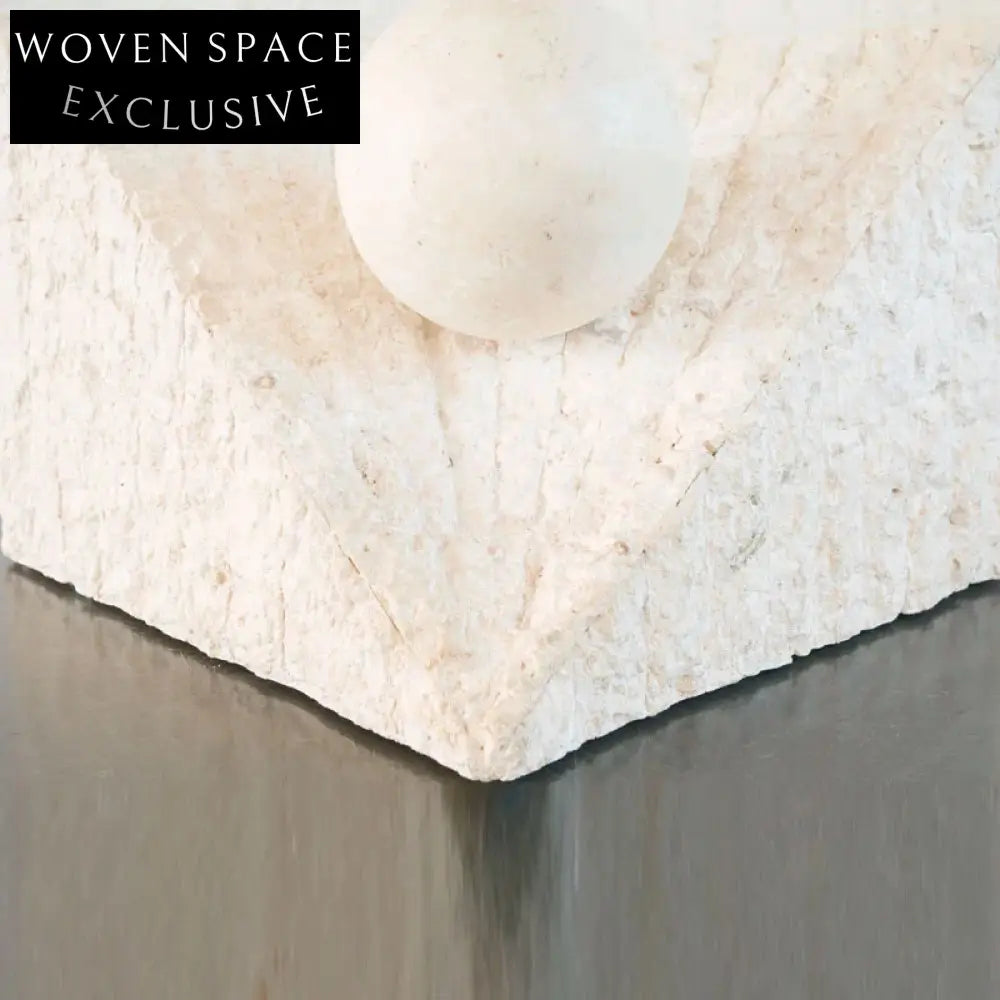 Elegant Post-modern Triangular Glass Top Living Room Travertine Marble Coffee Table