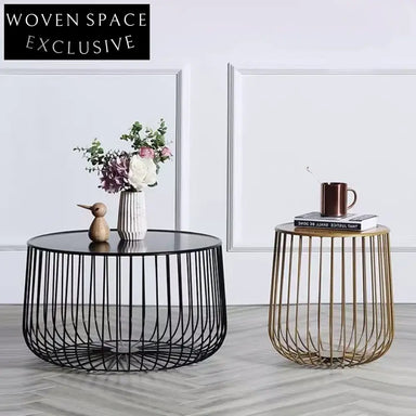 Elegant Pumpkin Shaped Metal Wire Round Accent Coffee Table for Modern Homes