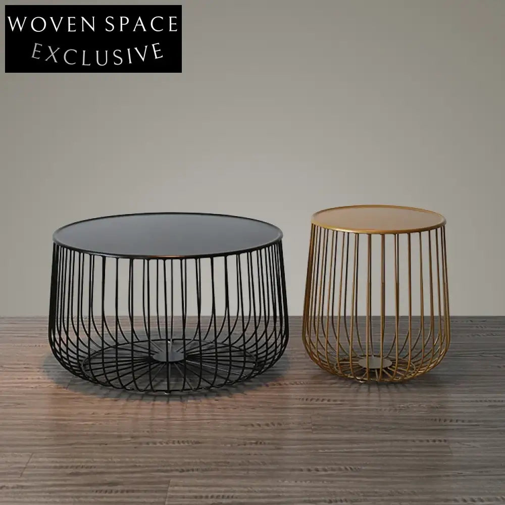 Elegant Pumpkin Shaped Metal Wire Round Accent Coffee Table for Modern Homes