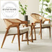 Elegant Rattan Back Wooden Dining Chair with Fabric Seat