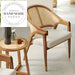 Elegant Rattan Back Wooden Dining Chair with Fabric Seat