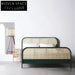 Elegant Rattan Woven Headboard Solid Wood Bed Frame - Modern Asian Style Bedroom