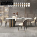 Elegant Rectangle Marble Top Dining Table, Solid Wood Base, Seating for Six
