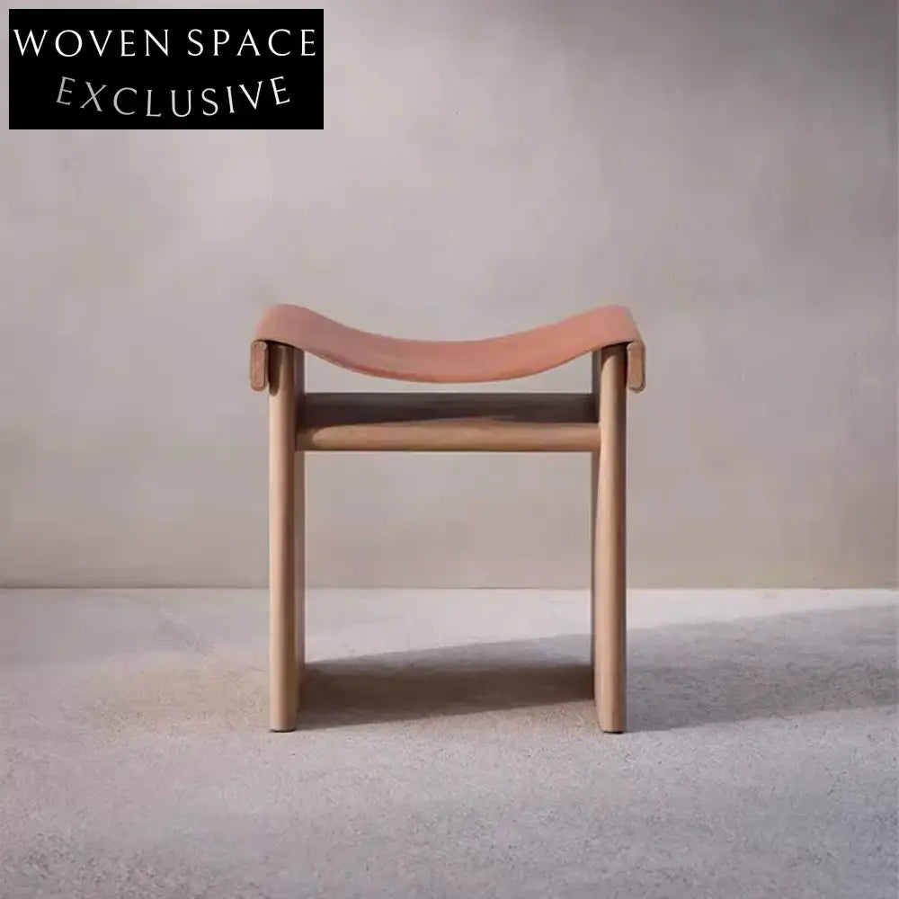 Elegant Rectangle Ottoman with Solid Wood Legs & Saddle Leather Ottoman