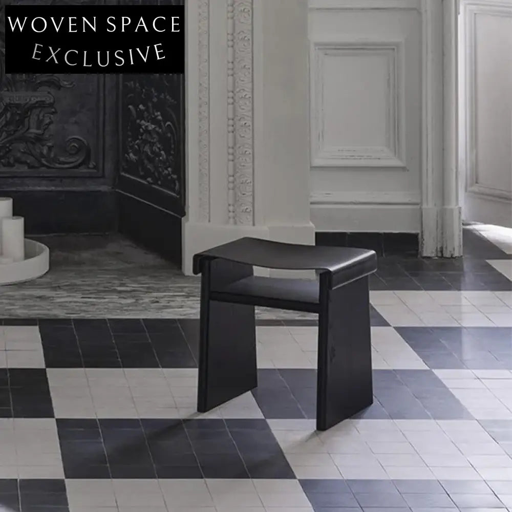 Elegant Rectangle Ottoman with Solid Wood Legs & Saddle Leather Ottoman